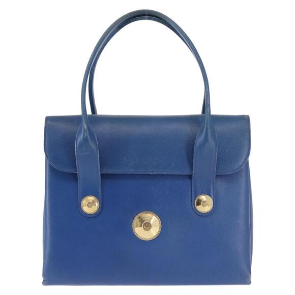 MCM Hand Bag Leather Blue Gold Auth BA6222 - Picture 13 of 16